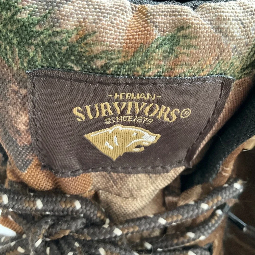 Herman Survivors Mens 9 Waterproof Hiking Boots Camo Brown Leather Hunting Shoes